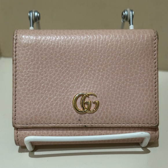Gucci Marmont Calfskin Pebbled Leather Trifold Wallet - Picture 1 of 8